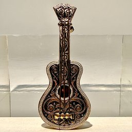 #395 Vintage Spanish Damascene Guitar Brooch 2'