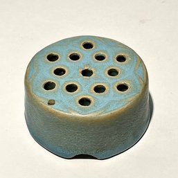 #205 Vintage Rookwood Pottery Flower Frog, Matte Green 3.75'