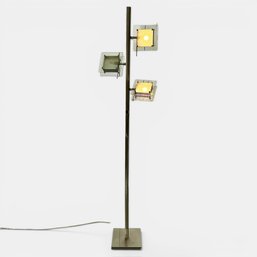 #011 Vintage MCM Cubist Chrome Floor Lamp 67'