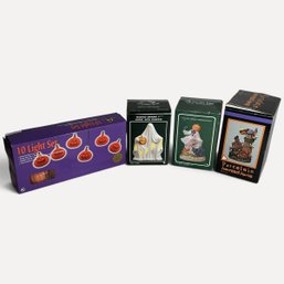 #115 Collection Of Vintage Ceramic And Porcelain Halloween Decorations With Light Set
