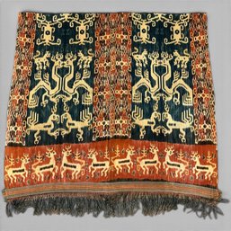 #195 Vintage Indonesian Sumba Ikat Textile Wall Hanging Or Rug 100' X 52'