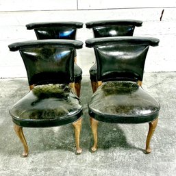 #374 Set Of Four (4) Barnard & Simonds Leather Dining Chairs