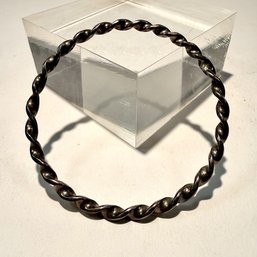 #387 Vintage Twisted Sterling Silver Bangle Bracelet 17.61g 3'
