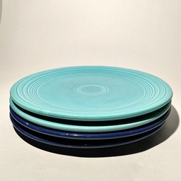 #106 Vintage Set Of Eight (8) Homer Laughlin Fiesta Plates, Variety Blue 9.5'