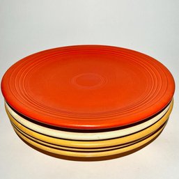#108 Vintage Set Of Five (5) Homer Laughlin Fiesta Plates, Variety Red And Yellow 12.25'
