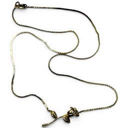 #359 Vintage 14k Gold Chain With Ciani 14k Rose Pendant Necklace  2.67g 16'