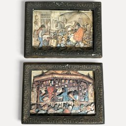 #003 Set Of Two (2) Vintage Anton Pieck 3D Layered Paper Shadow Box Dioramas 7.75" X 10.5"