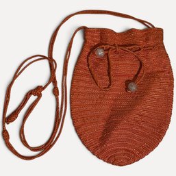 #223 Vintage Donna Karan New York Metallic Knit Drawstring Evening Pouch