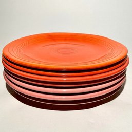 #102 Vintage Set Of Seven (7) Homer Laughlin Fiesta Plates, Variety Red 10.25'