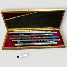 #340 Vintage Tin Whistle Set With Storage Box