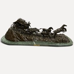#048 Charles Marion Russell (1864-1926) 'Stagecoach' Bronze Replica Sculpture 47' X 17' X 15'
