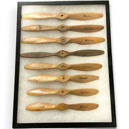 #225 Framed Display Collection Of Vintage Wooden Propellers For Model Airplanes 16.25' X 12.25'