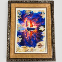 #149 Rodel Gonzalez 'Soaking In The Florida Keys' Mixed Media Painting On Wood 42' X 32'