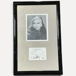 #438 Ginger Rogers Autographed Framed Display Piece 14.25' X 9.25'