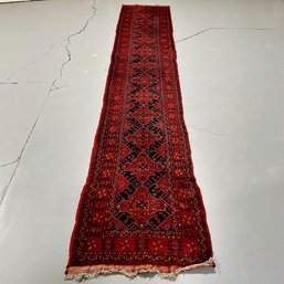#006 Vintage Handmade Afghan Rug Runner Hallway Hand Knotted