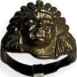 #068 Vintage Native American Chief Sterling Silver Ring 5.06g 8.5