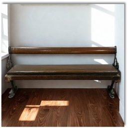 #281 RARE Early 20th-century Train Station Bench Cast Iron Fish Details 73.5' X 32.75'