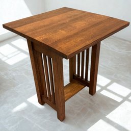 #297 Mission Style Drop Leaf Table With Open Bottom Shelf 23' X 22'