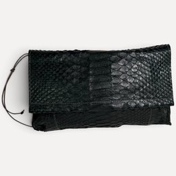 #206 B.may Genuine Python/Snakeskin Foldover Clutch 10.25' X 6'