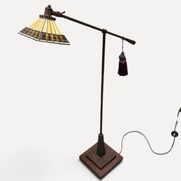 #052 Arts And Crafts Tiffany Style Stained Glass Adjustable Floor Lamp 51"