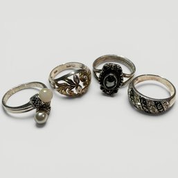 #216 Set Of Four (4) Vintage Sterling Silver Rings #1 16.18g