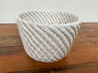 10 Knobler Ceramics Of Italy Porcelain Woven Basket Bowl Pot
