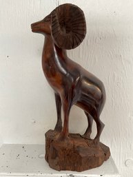 12 Vintage Ironwood Hand Carved Mountain Ram Sculpture