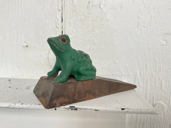13 Vintage Iron Green Frog Door Stopper