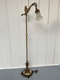 16 Antique Art Deco Brass Alabaster Floor Lamp