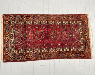 64 Vintage Hand Knotted/Woven Red Small Rug/Mat