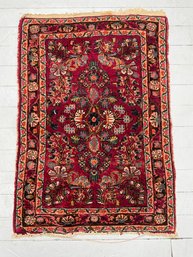 66 Vintage Hand Knotted/Woven Burgundy Floral Rug