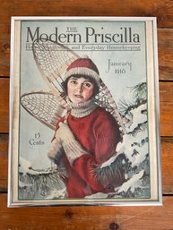 79 Antique Modern Priscilla January 1918 Framed Calendar Print