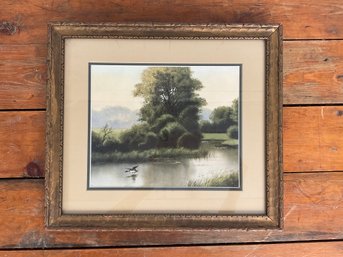 81 Vintage Wetland Duck Pound Signed Framed Print