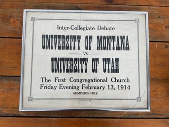 83 Antique 1914 University Of Montana Inter-Collegiate Debate Framed Poster/Flyer