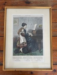 86 Antique Harper's Weekly September 4th 1875 'At The Piano' Lithograph