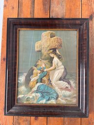 102 Vintage Framed Rock Of Ages Lithograph