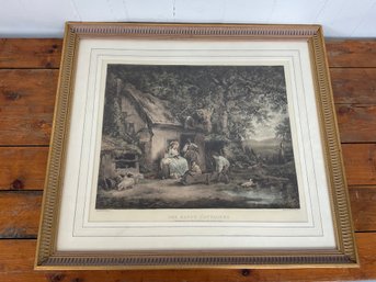 104 Antique G. Morland 1793 'The Happy Cottagers' Lithograph Engraved By Joe Grozar