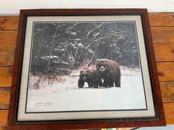 108 Vintage Signed Johnny Johnson 1970 Photograph Of Two Grizzly Bears