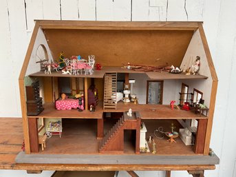 131 Antique Dollhouse With Accessories, AS IS