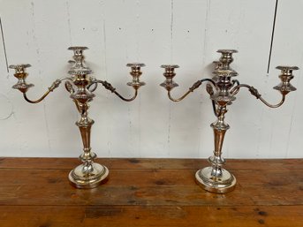 146 Pair Of Silver Plated Weighted Candelabras