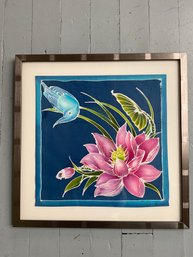 198 Metal Framed Floral Textile Fabric Art