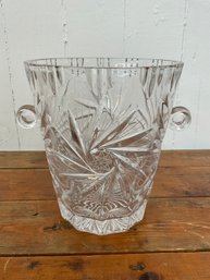 251 Vintage Cut Glass Pinwheel 8-Point Star Etched Ice Bucket