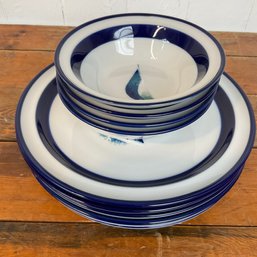 301  Set Of 10 Pieces Of Noritake Stoneware Japan 'Running Free' Pattern