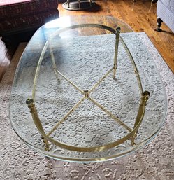 Oval Glass & Brass Coffee Table