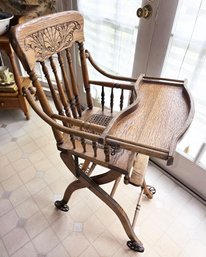 Antique Golden Oak Child's High Chair