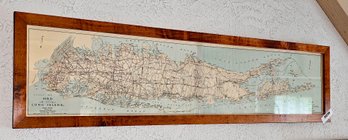 1925 Walker Lith & Pub Co. Framed Map Of Long Island, NY