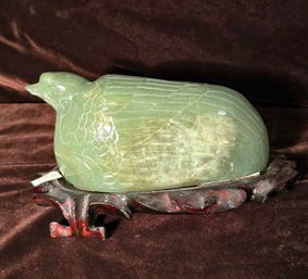 Chinese Jade Sculpture Of A Bird