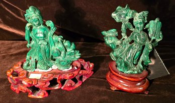 Chinese Malachite Kwan Yin Sculptures