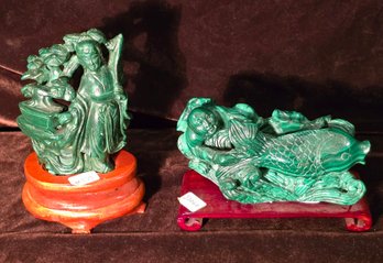 Chinese Malachite Figural Sculptures