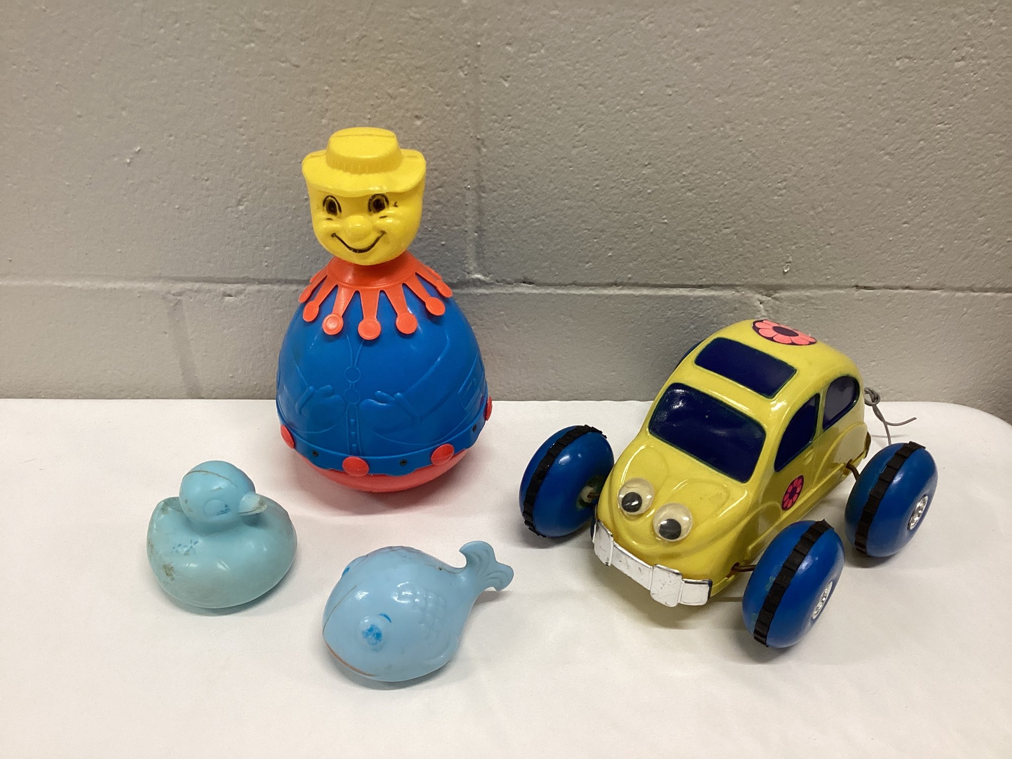 1970 Cragstan Beetle, Clown Roly Poly Chime & Vintage Bath Toys #2729 ...